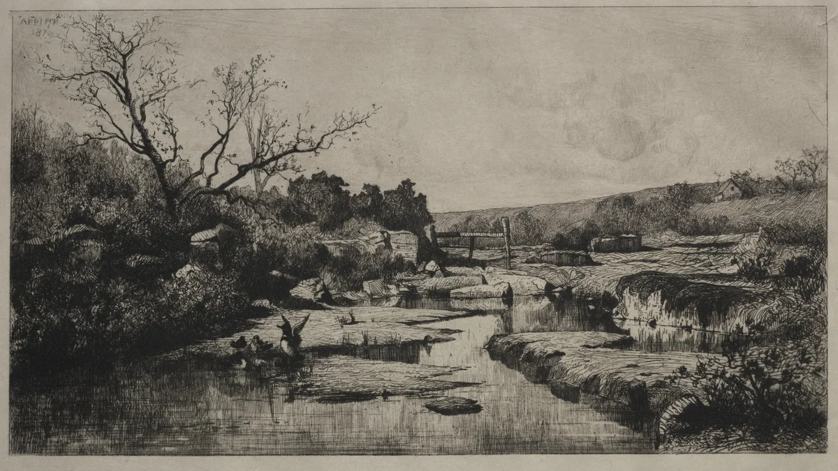 Source of the Albarine by Adolphe Appian, print, 1870