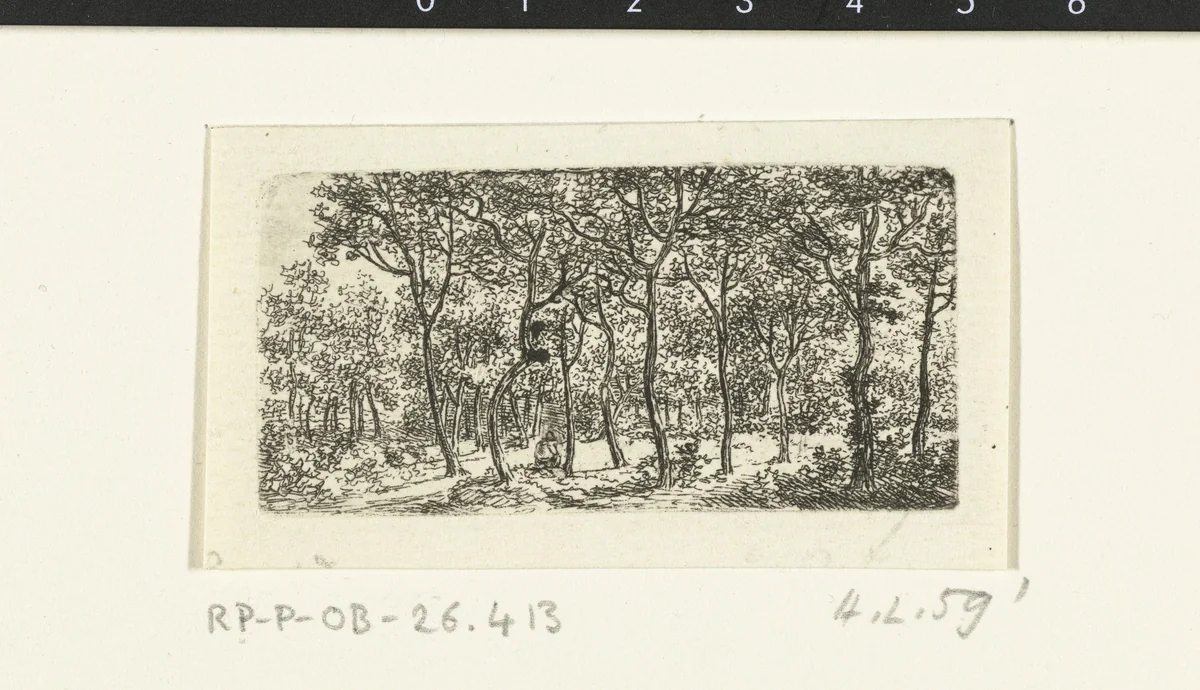 Bosgezicht met zittende man by Ernst Willem Jan Bagelaar, print, 1798-1837