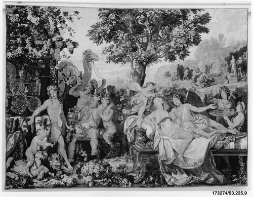 The Festival of Psyche, with Bacchus from a set of Mythological Subjects after Giulio Romano by Giulio Romano, textile, 1684-1692