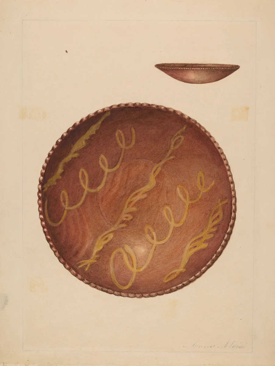 Plate by Anna Aloisi, index of american design, 1935-1942