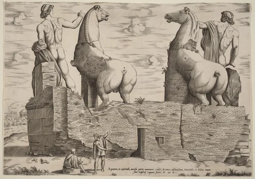 Equitum, in Quirinali, aversa parte by Antonio Salamanca, print, 1550
