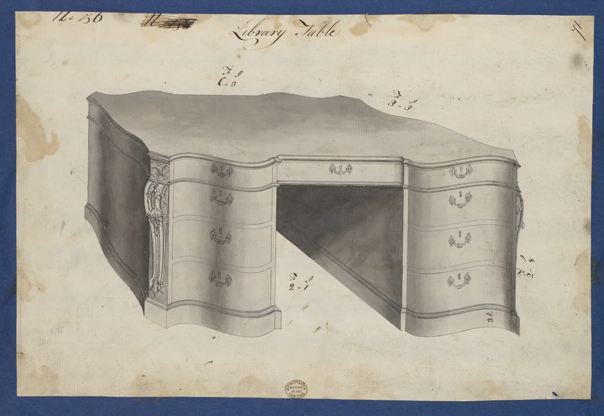 Library Table, from Chippendale Drawings, Vol. II by Thomas Chippendale, drawing, 1753