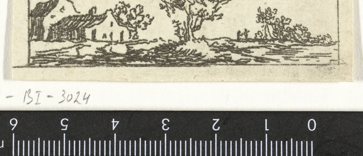 Landschap met boerderij en een grote boom by Anthonie van den Bos, print, 1778-1838