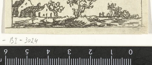 Landschap met boerderij en een grote boom by Anthonie van den Bos, print, 1778-1838