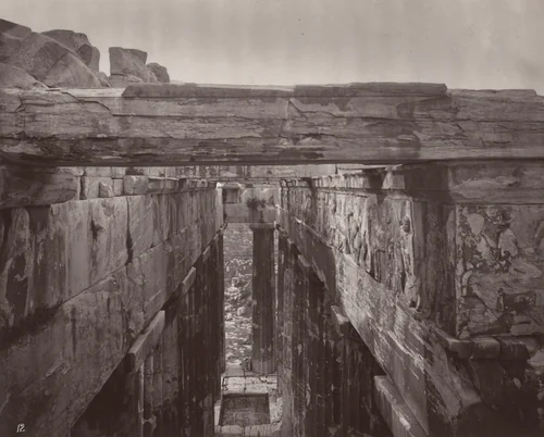 Western Portico of the Parthenon, From Above, Showing the Frieze in Its Original Position by William James Stillman, photograph, 1869