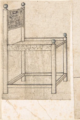 Perspectival Drawing of an Armchair by Peter Flötner, drawing, 1500-1546