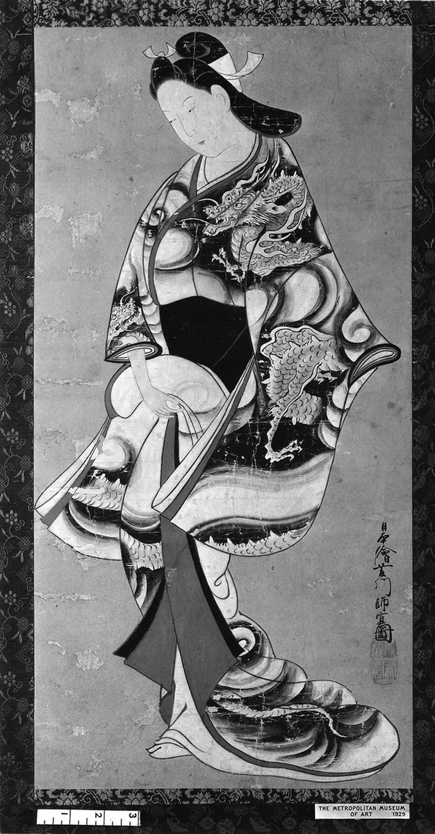 Standing Beauty by Hishikawa Moronobu (菱川師宣), painting, 1618-1694