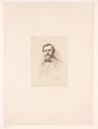 Portret van Émile-Louis Galichon by Léopold Flameng, print, 1841-1910