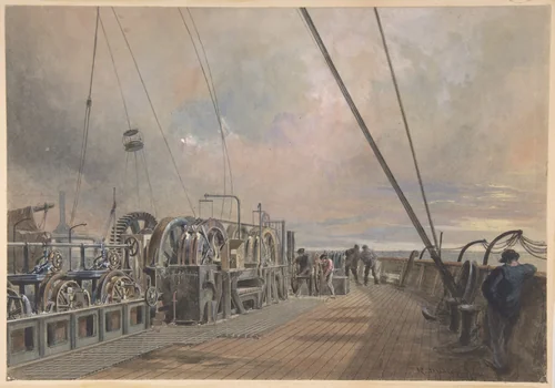 Deck of Great Eastern, Aft: the Paying-out Machinery by Robert Charles Dudley, drawing, 1866
