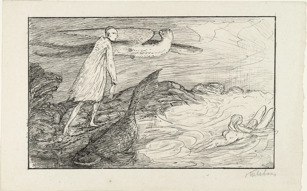 In a Dream (Im Traum) by Alfred Kubin, drawing, 1903