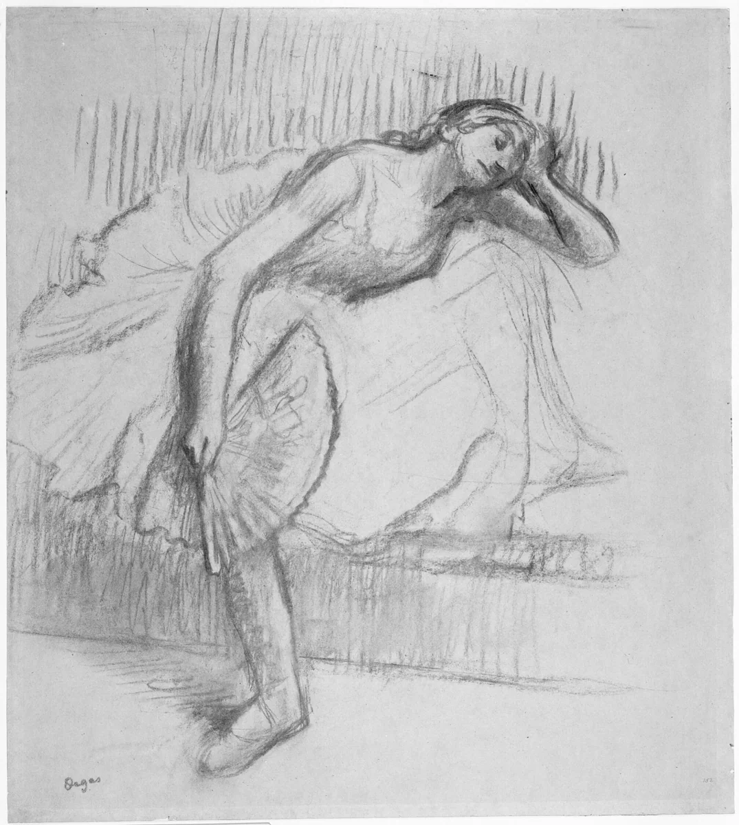 Dancer Resting with a Fan by Edgar Degas, drawing, 1890-1895