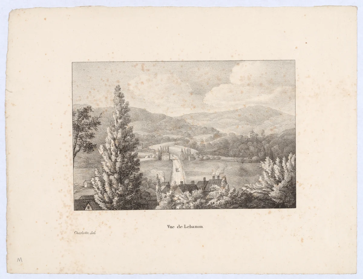 Vue de Lebanon by Charlotte Bonaparte, print, 1824
