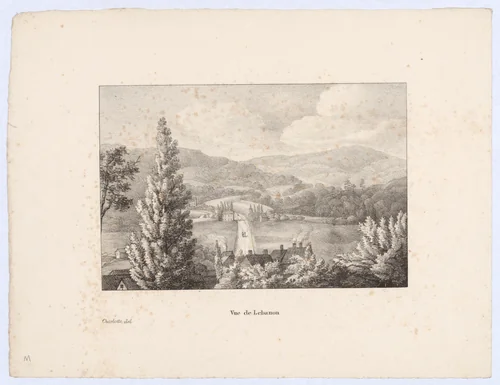 Vue de Lebanon by Charlotte Bonaparte, print, 1824