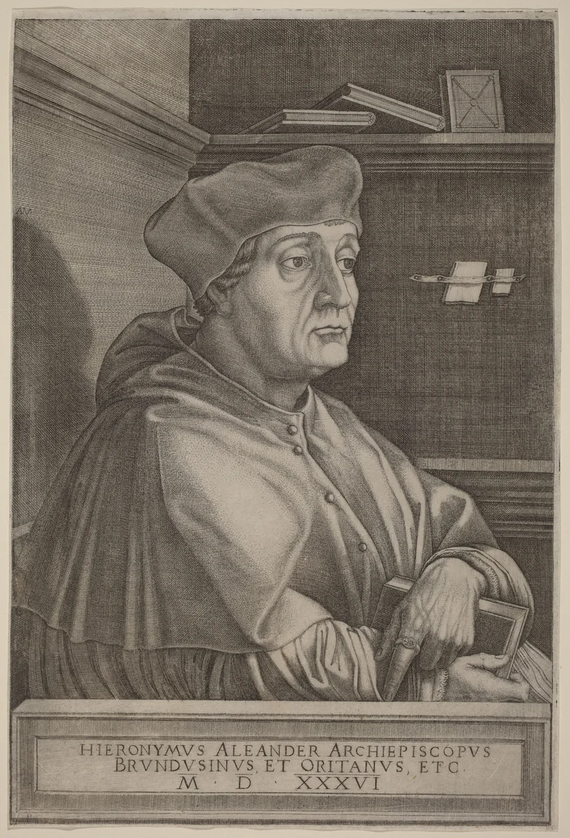 Hieronymus Alexander, Archbishop of Brindisi by Agostino dei Musi, print, 1536