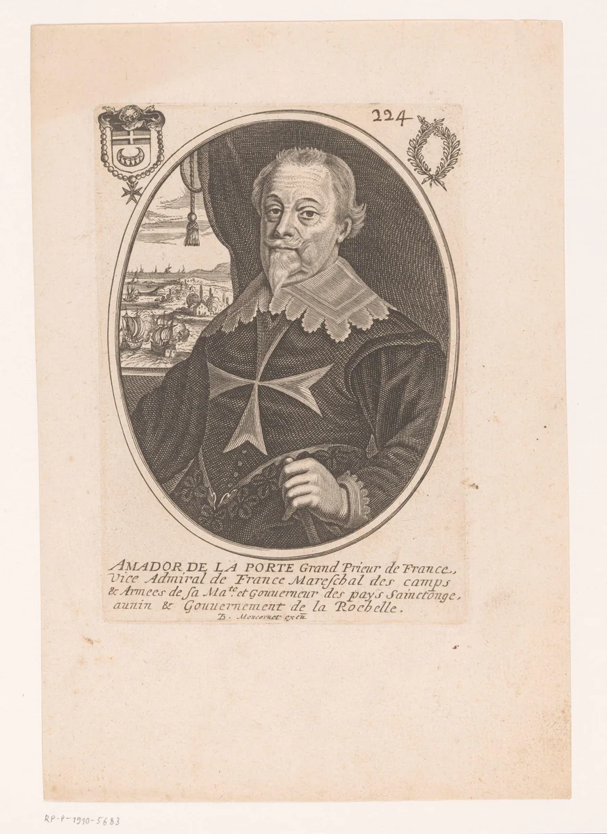 Portret van Amador de La Porte by anonymous, print, 1610-1668