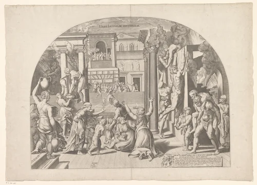 Brand in de Borgo te Rome by anonymous, print, 1610