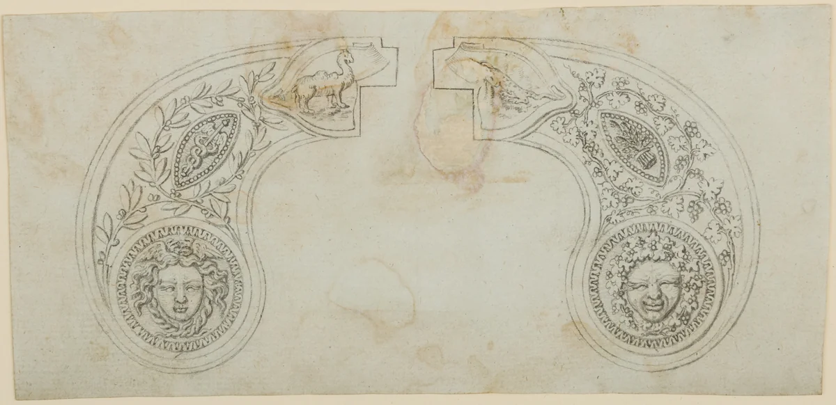Pair of Designs for the Decoration of the Grips of Pocket Pistols by Nicolas Noël Boutet, drawing, 1772-1830