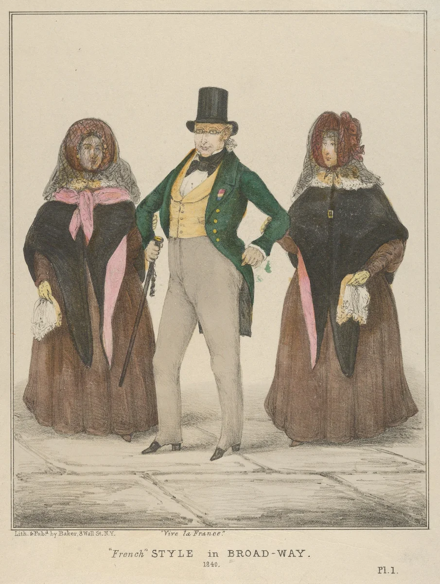 Vive la France, "French" Style in Broadway by Alfred E. Baker, print, 1840