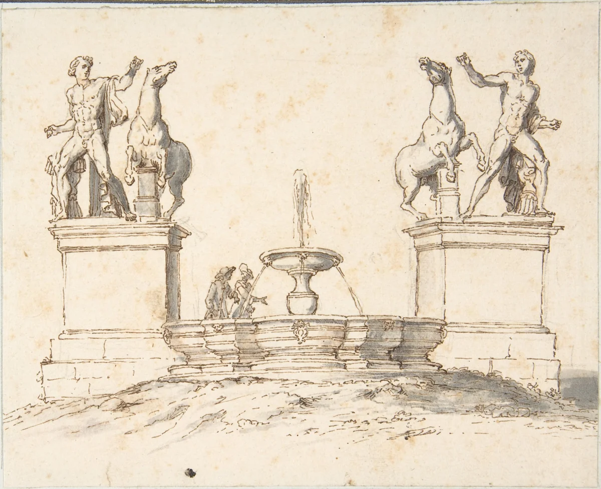 Piazza del Quirinale, Rome by anonymous, drawing, 1700-1800