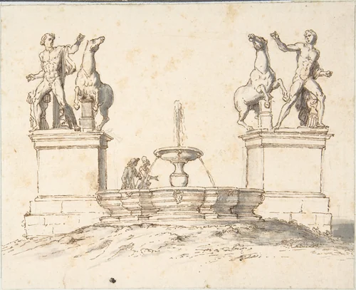Piazza del Quirinale, Rome by anonymous, drawing, 1700-1800