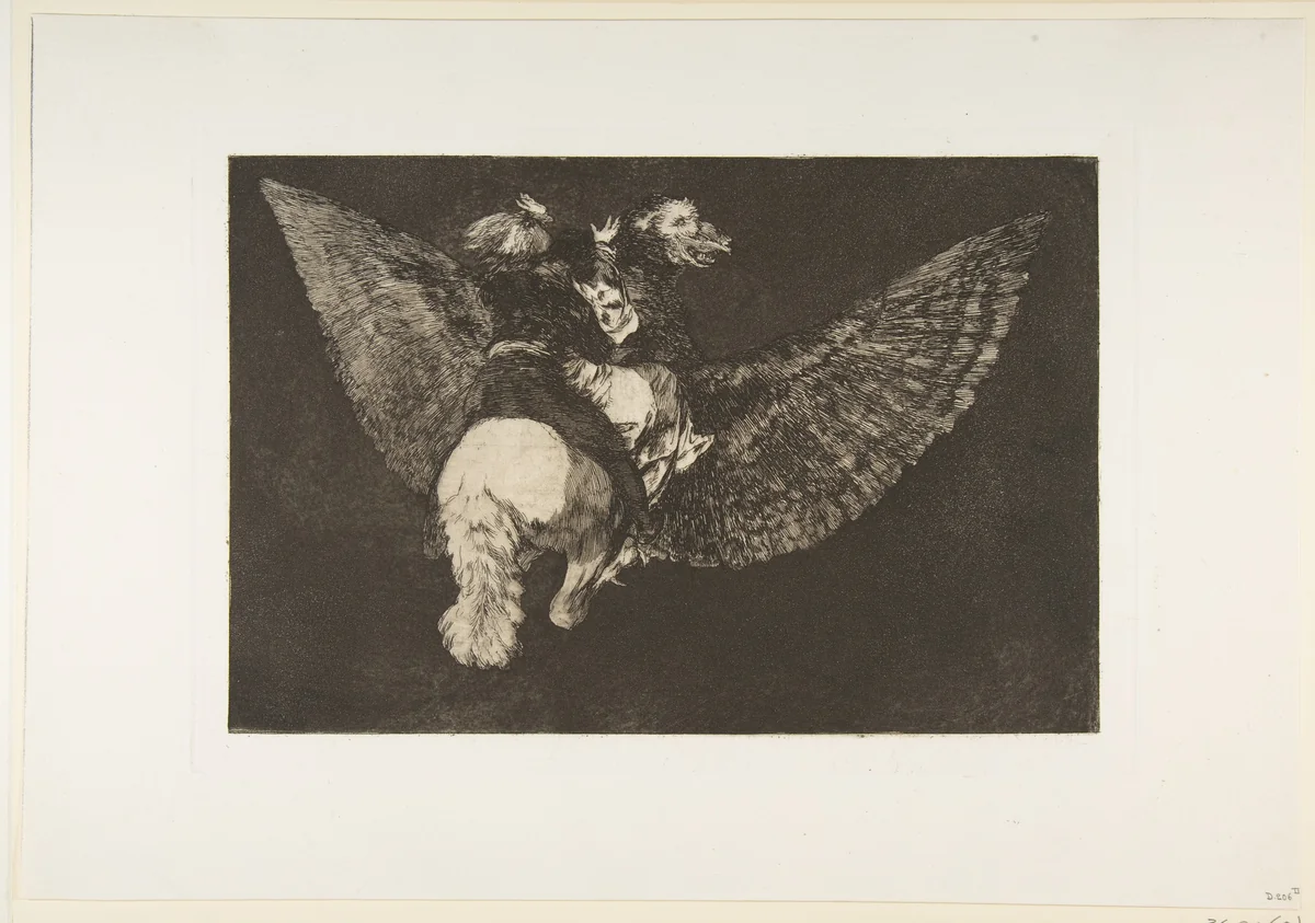 'Flying Folly' from the 'Disparates' (Follies / Irrationalities) by Goya, print, 1810-1820