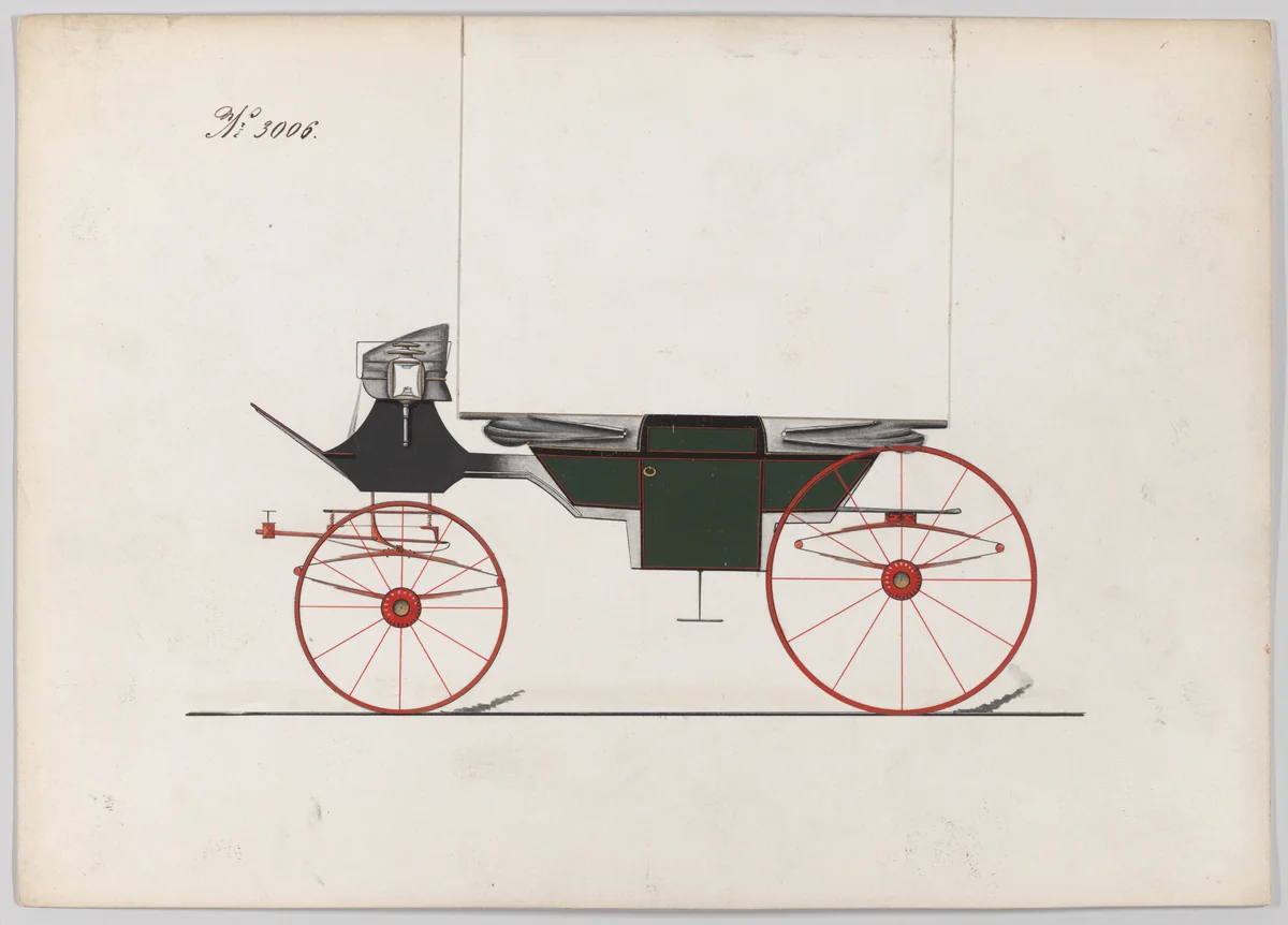 Design for Landau, No. 3020 by Brewster & Co., drawing, 1874
