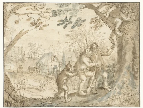 The Bird-Nester by David Vinckboons, drawing, 1604-1606