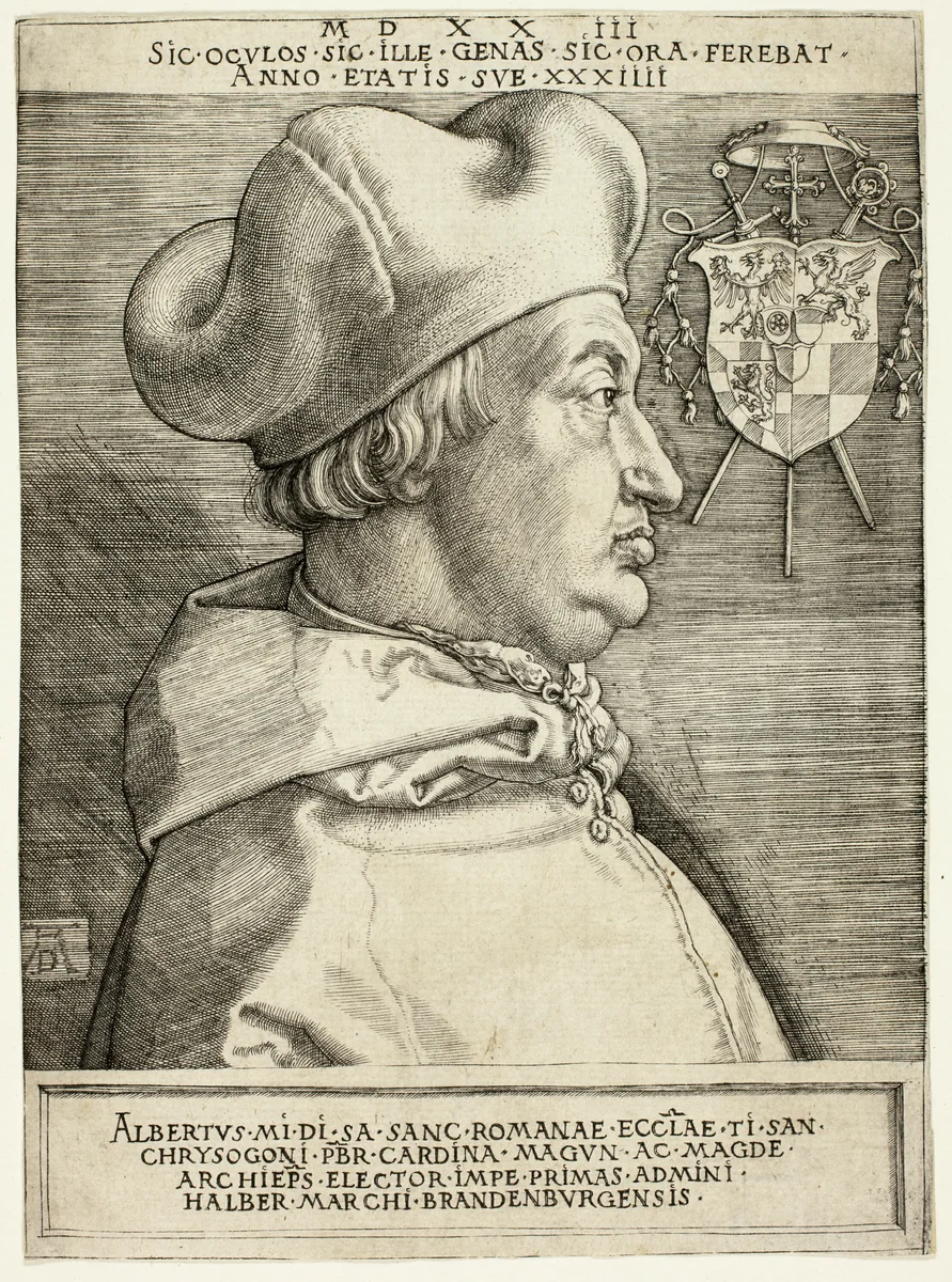 Cardinal Albrecht of Brandenburg (The Great Cardinal) by Albrecht Dürer, print, 1523