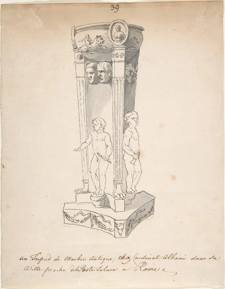 Drawing of Antique Tripod by anonymous, drawing, 1700-1799