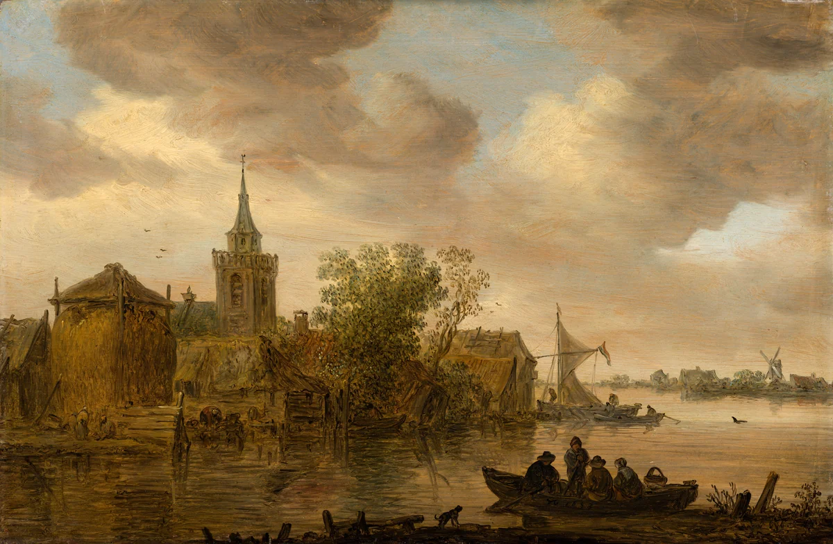 River View with Church and Farmhouse by Jan van Goyen, painting, 1653