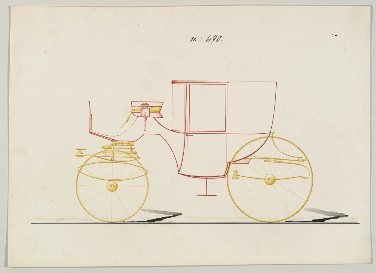 Design for Coupé, no. 690 by Brewster & Co., drawing, 1850-1870