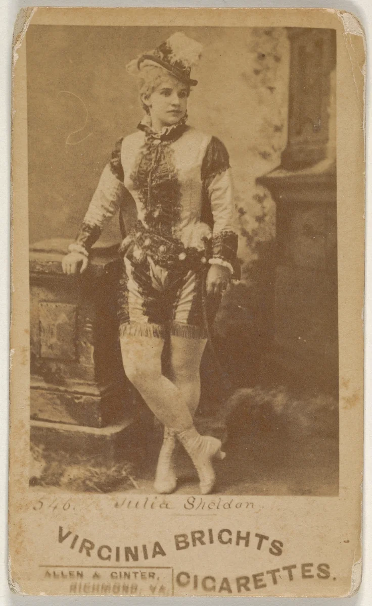 Card 546, Julia Sheldon, from the Actors and Actresses series (N45, Type 6) for Virginia Brights Cigarettes by Allen & Ginter, photograph, 1885-1891