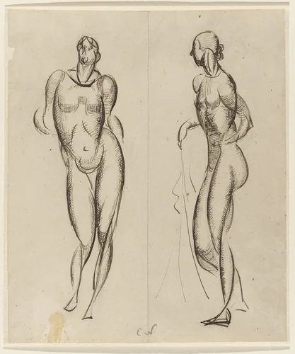 Two Figures by Elie Nadelman, drawing