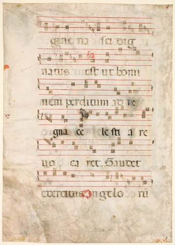 Leaf from an Antiphonary: Music (verso) by Unknown, manuscript, 1300-1325
