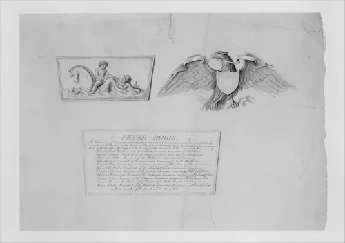 Designs for the ornaments and inscription on a testimonial urn by Thomas Fletcher, drawing, 1800-1866