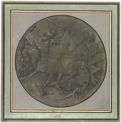 Hercules verslaat de Hydra van Lerna by anonymous, drawing, 1510-1530