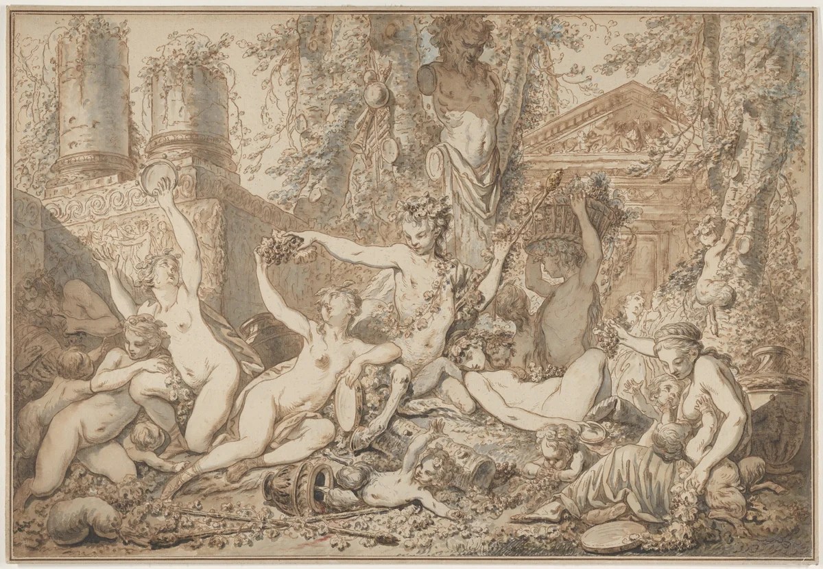 Bacchanal by Jean Jacques François Le Barbier, drawing, 1760-1770