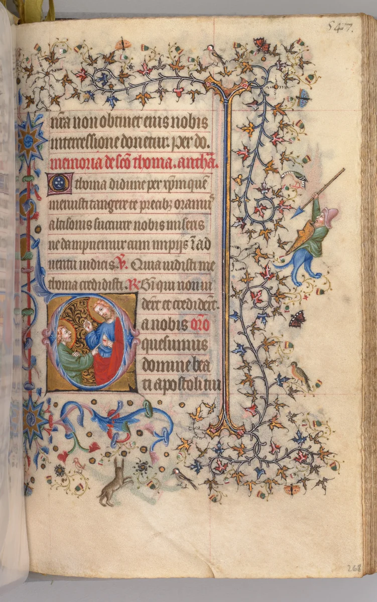 Hours of Charles the Noble, King of Navarre (1361-1425): fol. 268r, St. Thomas by Master of the Brussels Initials and Associates, book, 1400-1410