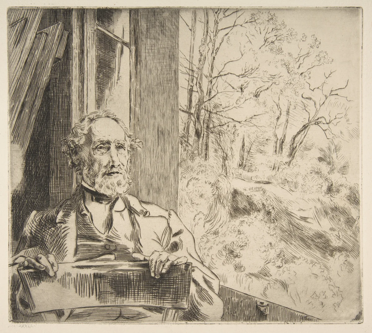 Portrait of Meyer-Heine by Félix Bracquemond, print, 1872