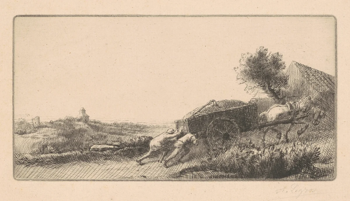 Returning with the Hay (Rentrant le Foin) by Alphonse Legros, print, 1890-1904