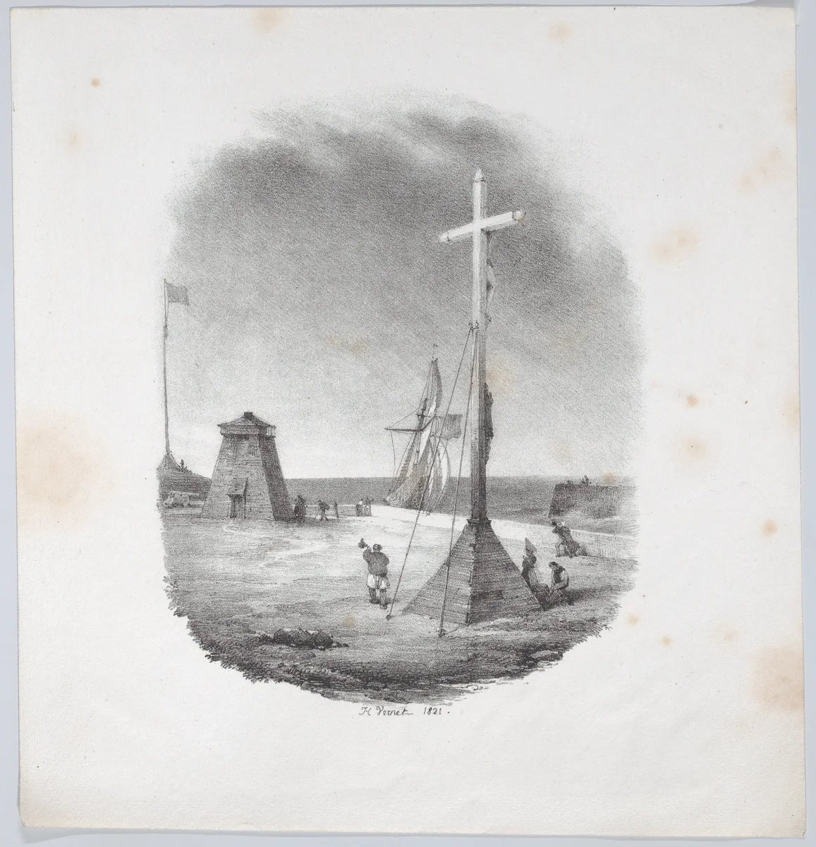 The Cross of the Sailors–Dieppe by Horace Vernet, print, 1816-1826
