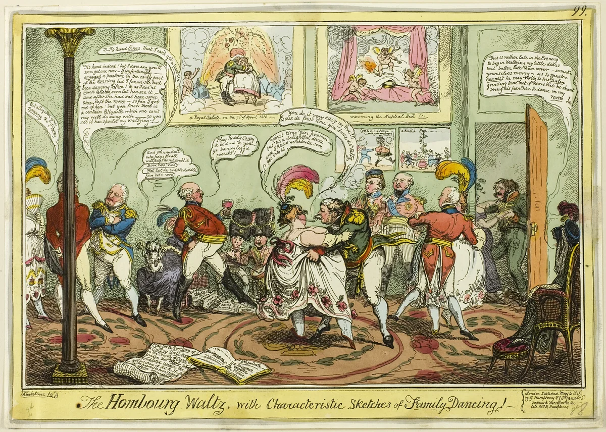 The Hombourg Waltz, with Characteristic Sketches of Family Dancing! by George Cruikshank, print, 1818