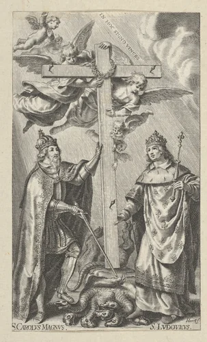 St. Charlemagne and St. Louis by Grégoire Huret, print, 1620-1670