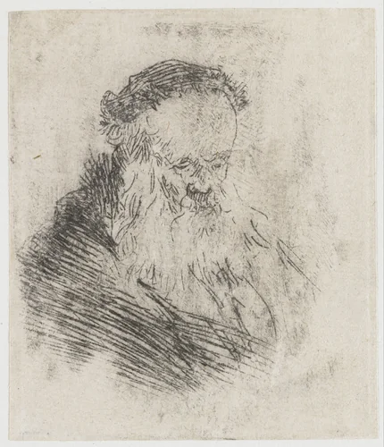Bearded Old Man with High Forehead by Rembrandt van Rijn, print, 1629