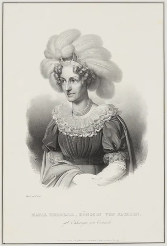 Portrait of Maria Theresia, Queen of Saxony by Ludwig Theodor Zöllner, print, 1829