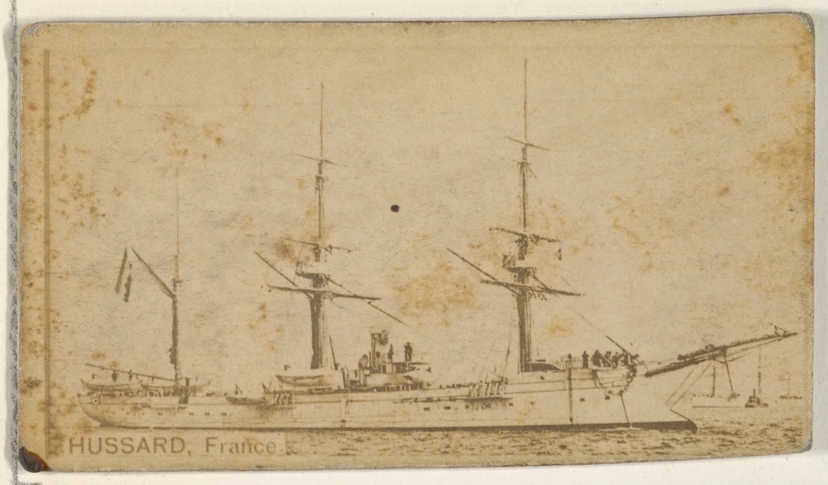 Hussard, France, from the Famous Ships series (N50) for Virginia Brights Cigarettes by Allen & Ginter, photograph, 1895