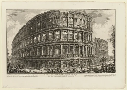 View of the Flavian Amphitheater, called the Colosseum, from Views of Rome by Giovanni Battista Piranesi, print, 1750-1759