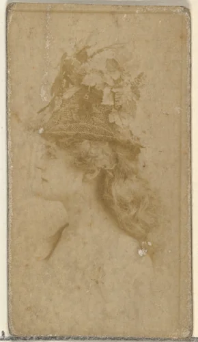 [Actress in profile wearing hat decorated with natural elements], from the Actors and Actresses series (N145-8) issued by Duke Sons & Co. to promote Duke Cigarettes by W. Duke, Sons & Co., photograph, 1890-1895