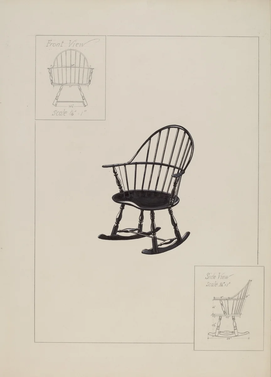 Chair (Windsor) by American 20th Century, index of american design, 1935-1942