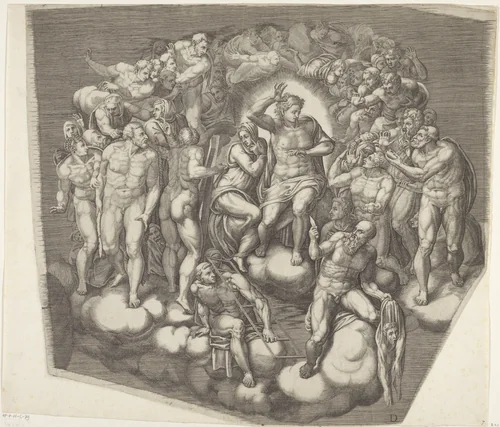 Het laatste oordeel, blad D by Giorgio Ghisi, print, 1530-1582